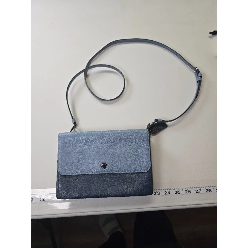 Coach Two Tone Blue Crossbody Bag Navy & Light Blue Leather